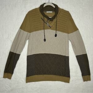 LCR Black Edition Sweater Mens Size XXL Tan Cream Brown Zip Collar Drawstring